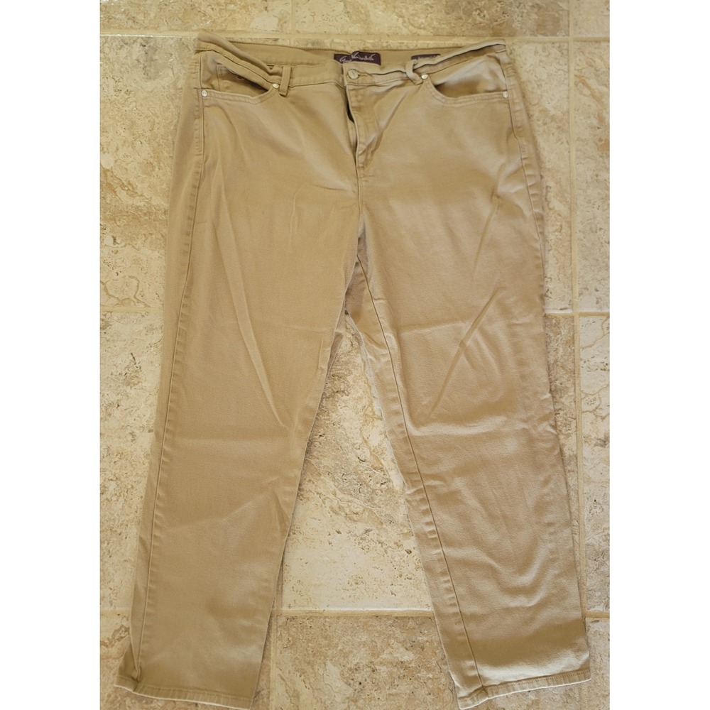 Gloria Vanderbilt Amanda Jeans Womens 18W Tan Straight Relaxed Stretch Denim